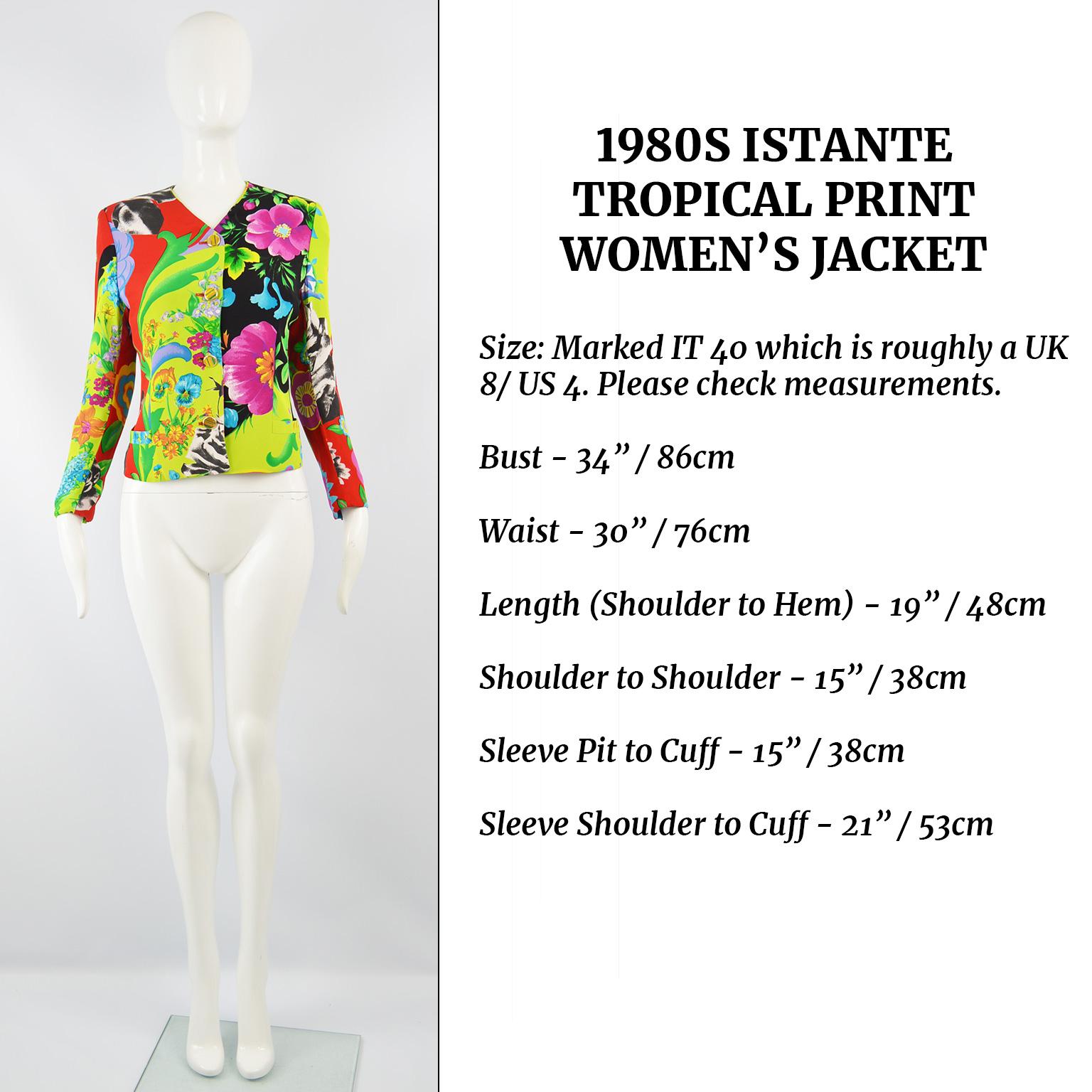Istante by Gianni Versace Bright Tropical Print Women's Vintage Jacket, 1980s 6