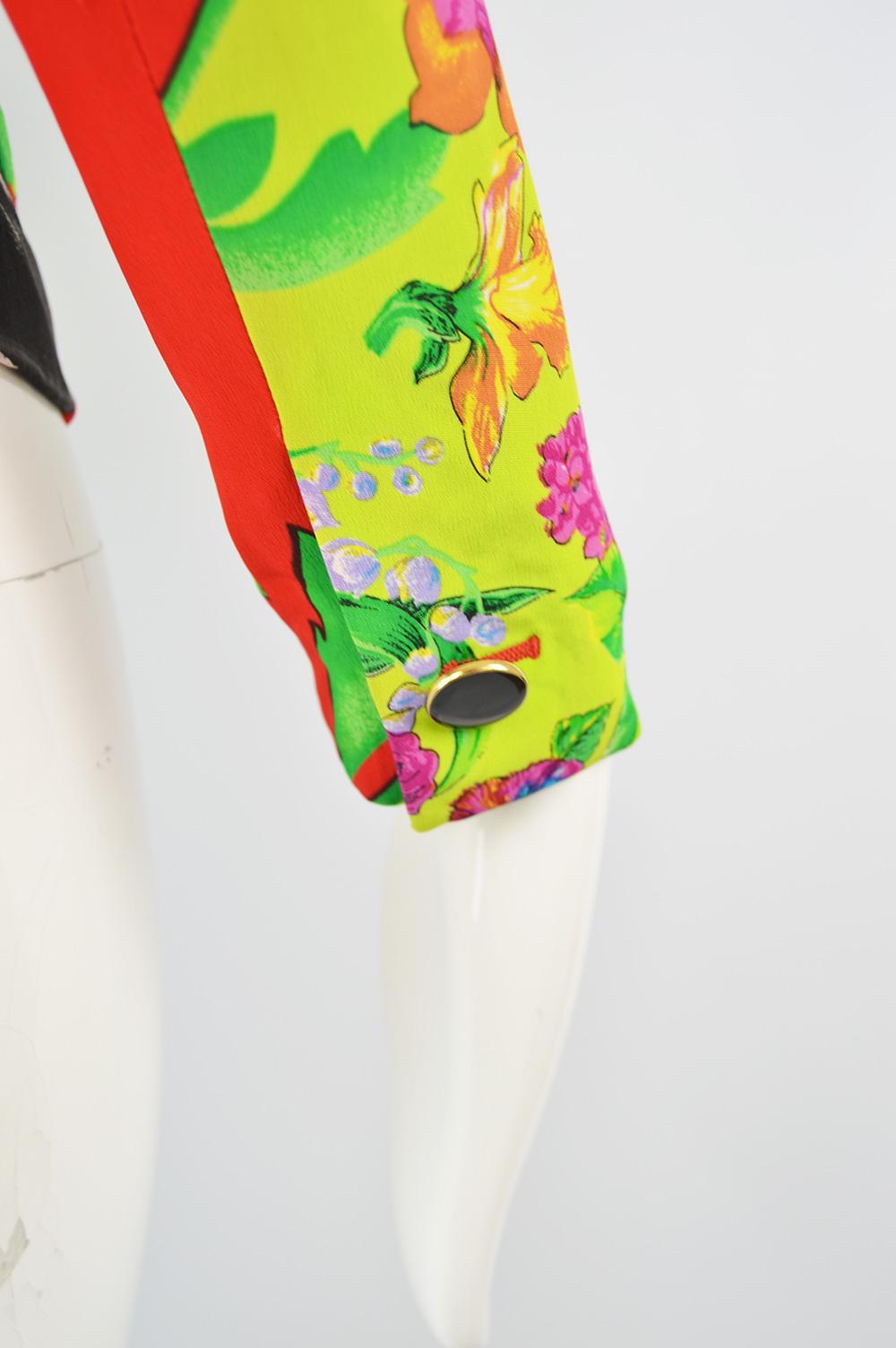 Istante by Gianni Versace Bright Tropical Print Women's Vintage Jacket, 1980s 3