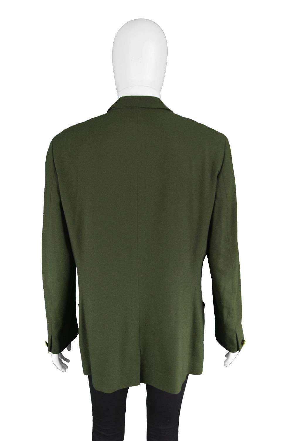 Istante by Gianni Versace Men's Vintage Dark Green Wool Blazer Jacket, 1990s  For Sale 1