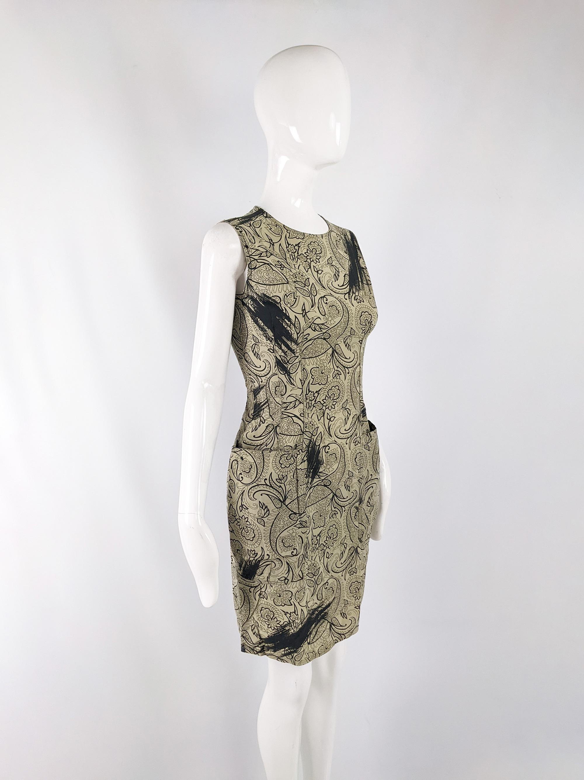 Brown Istante by Versace 1980s Vintage Sleeveless Dress Paisley Cotton Dress For Sale