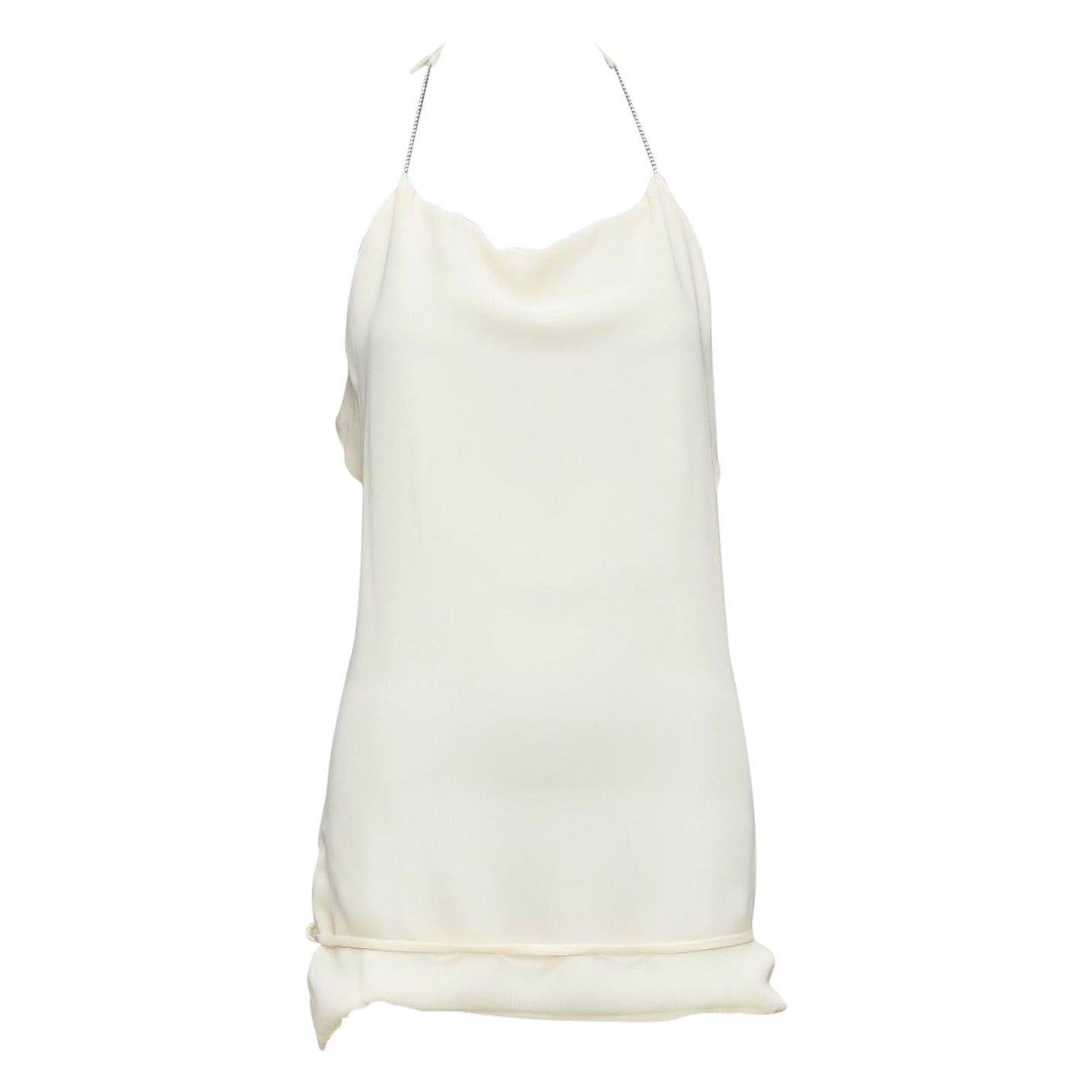 ISTANTE VERSACE Vintage flipped hem crystal chain halter mini dress IT38 XS