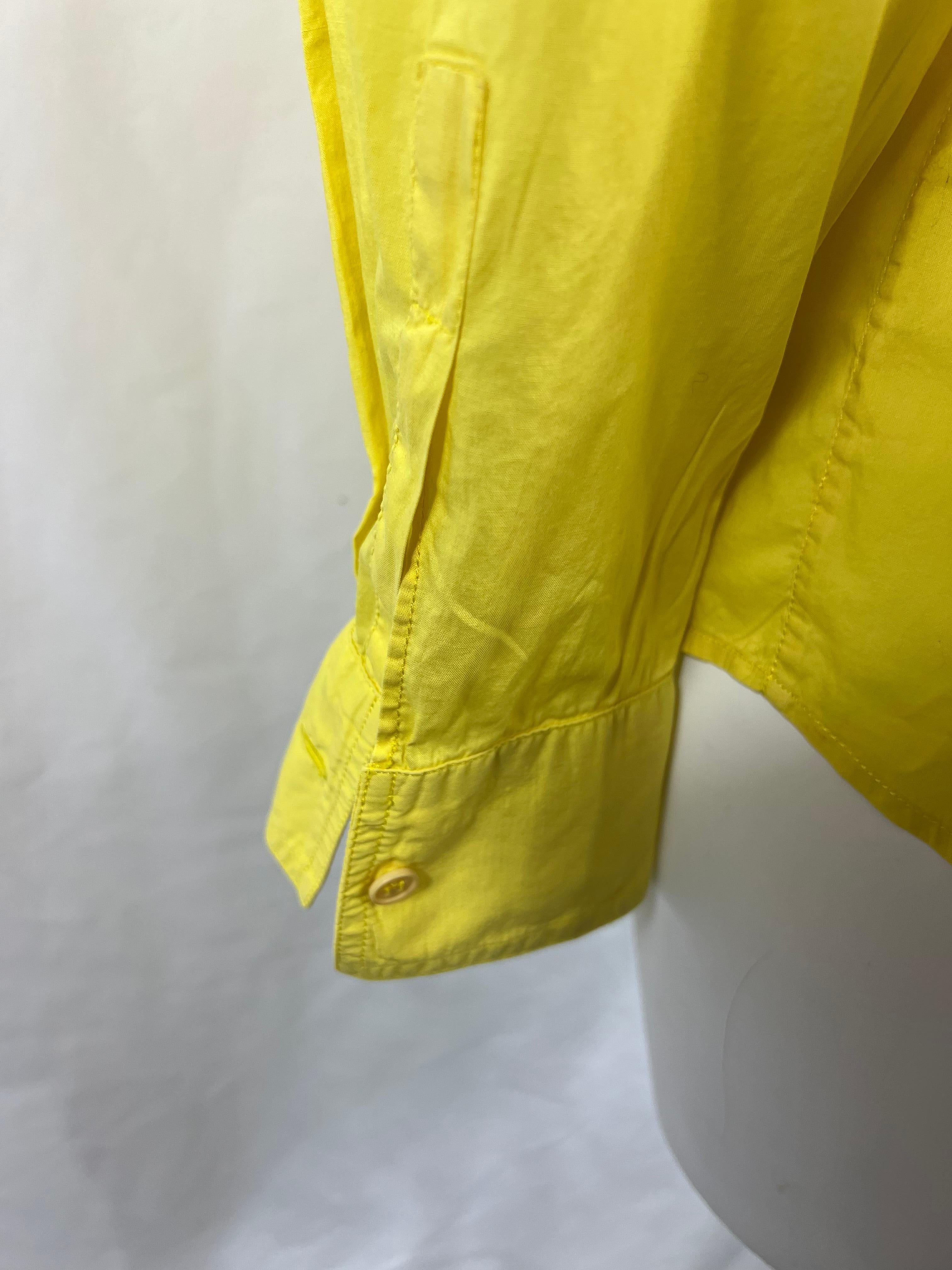 Istante Yellow Button Down Shirt, Size 50 For Sale 1