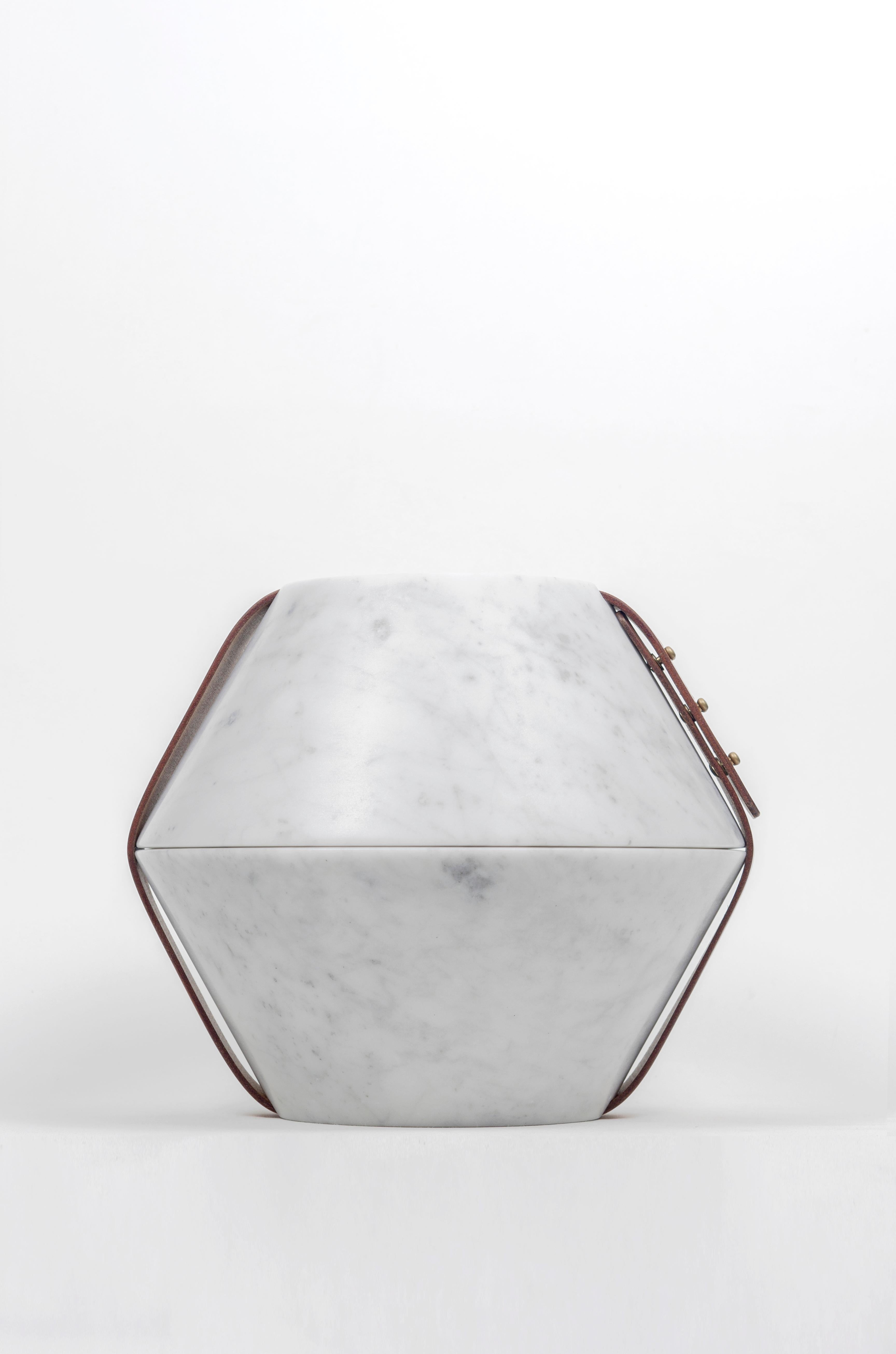 International Style Istanti Inclusi, Contemporary Storage or Sculptures in Marble and Leather For Sale