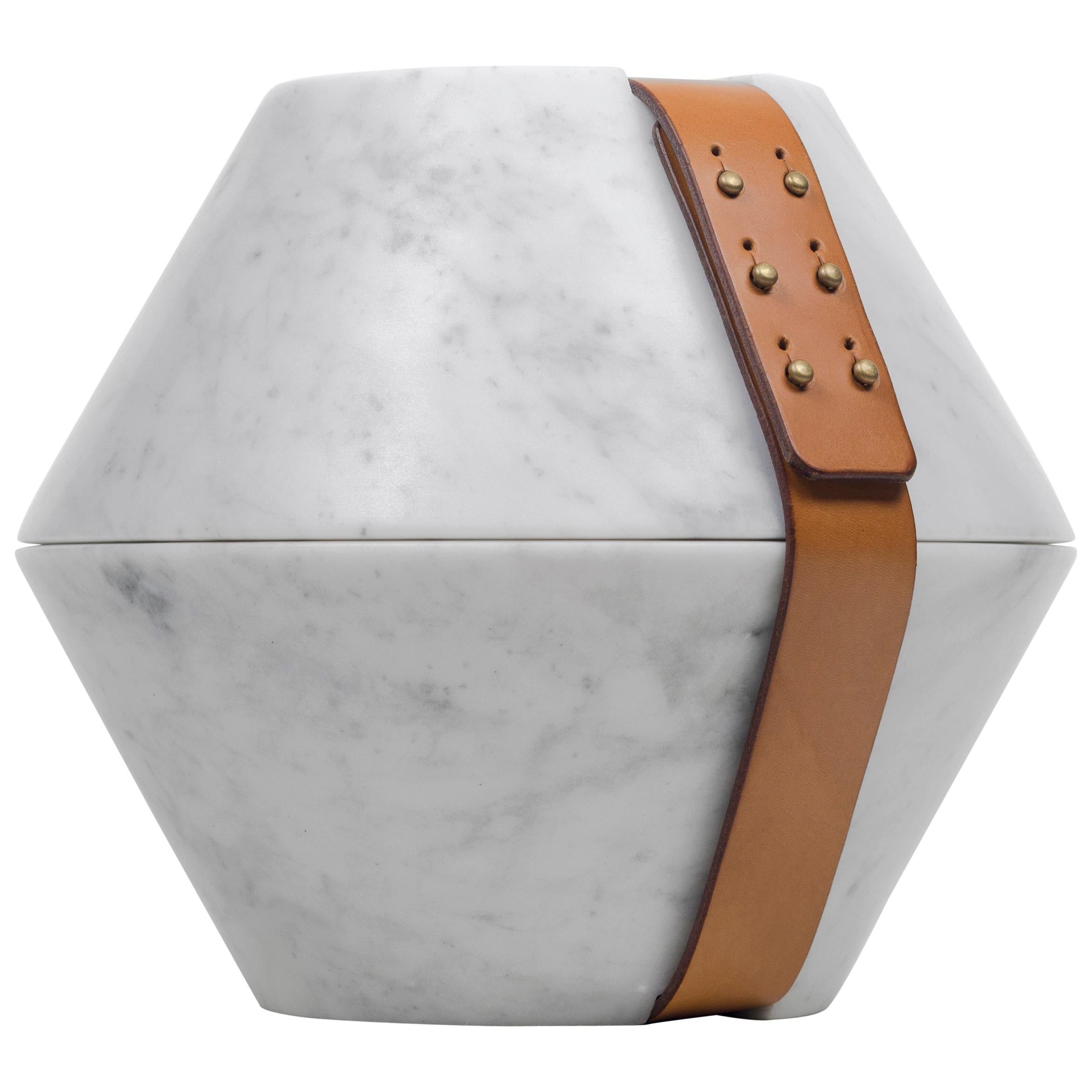 Istanti Inclusi, Contemporary Storage or Sculptures in Marble and Leather For Sale