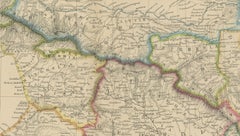 Isthmus of Caucasus and Armenia, Antique Map, Black Sea to Caspian, 1860