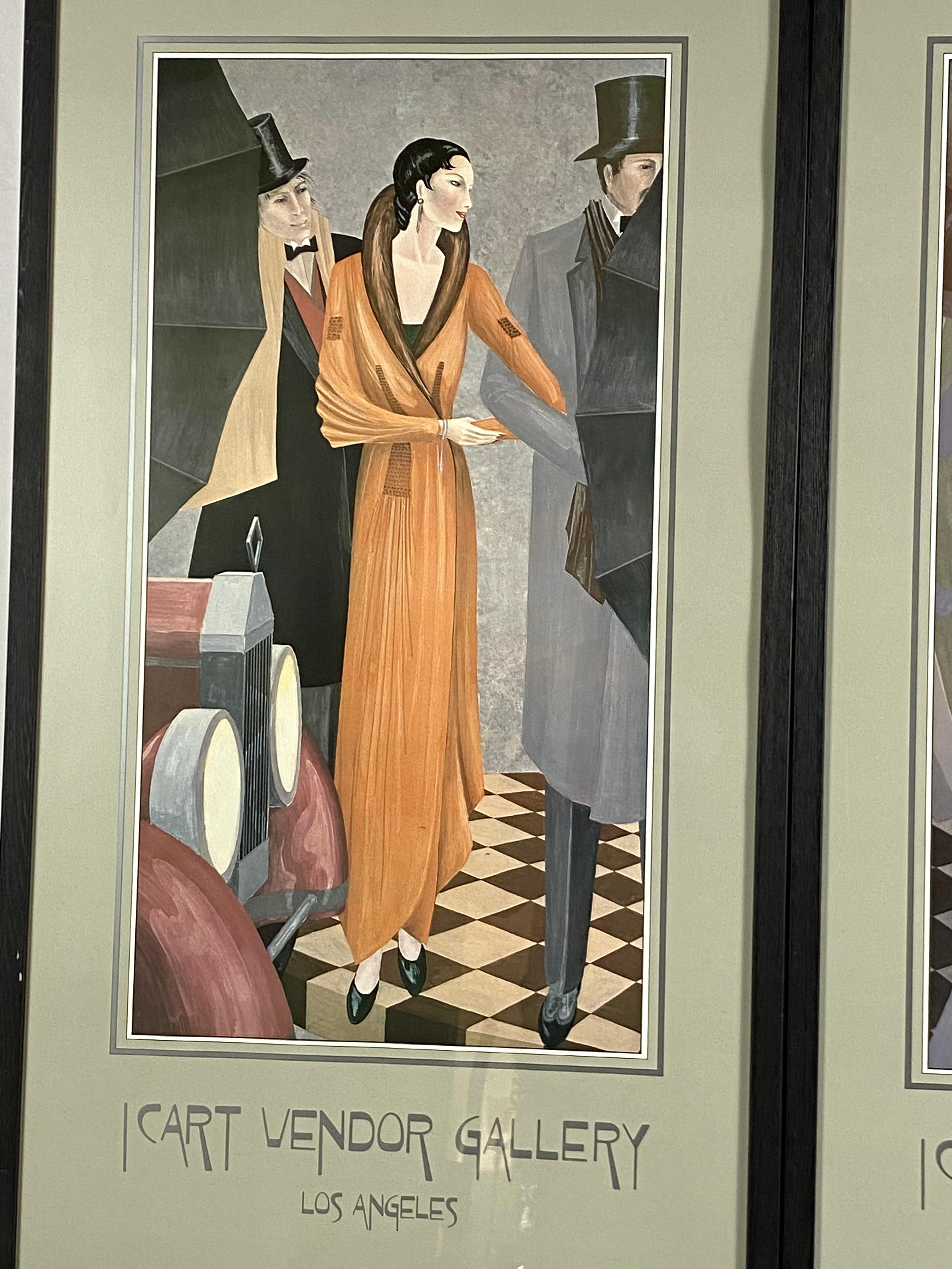 Istvan Bernath, Set of 2 Art Deco Lithographs, Icart Vendor Gallery, Los Angeles In Excellent Condition For Sale In Firenze, IT