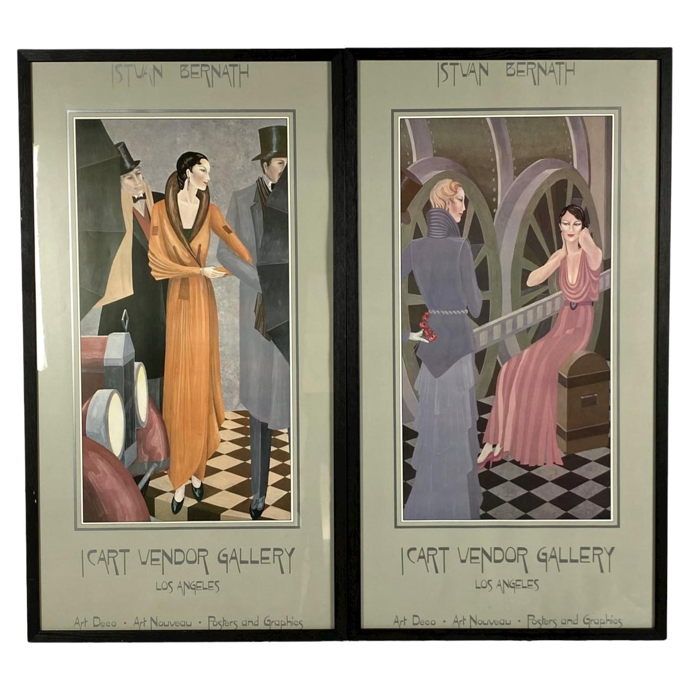 Istvan Bernath, Set of 2 Art Deco Lithographs, Icart Vendor Gallery, Los Angeles For Sale