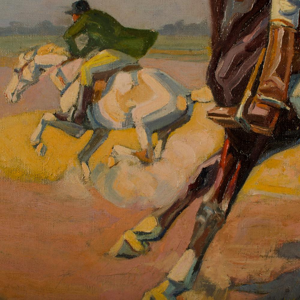 Istvn Csengery ( Budapest, geb. 1887 - gest. 1946) Gemälde „Horse Chase“.  im Zustand „Gut“ im Angebot in Philadelphia, PA