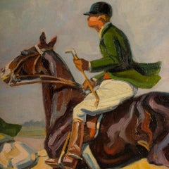 István Csengery (Budapest, b. 1887 - d. 1946) polo match oil painting.