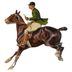 István Csengery (Budapest, b. 1887 - d. 1946) "Horse Chase" painting. 