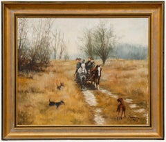 Vintage Istvan Szobota (1911-1994) - Framed 20th Century Oil, Huntsmen on a Carriage