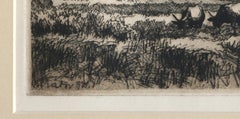 The End of the Village, Impressionist Etching by Istvan Zador