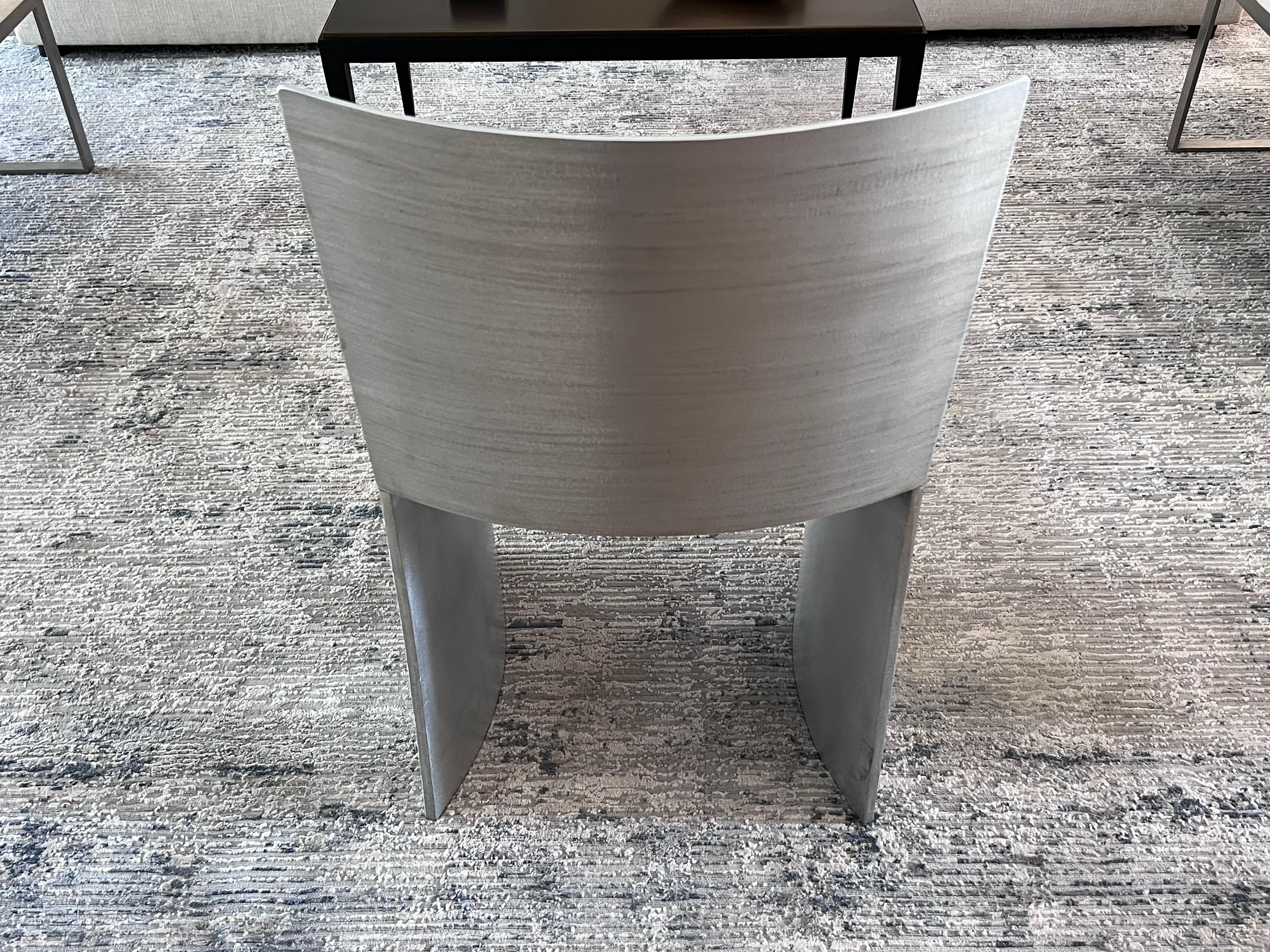 Contemporary ISU Lowback Handcrafted Textured Satin Metal Chair by Soraya Osorio For Sale