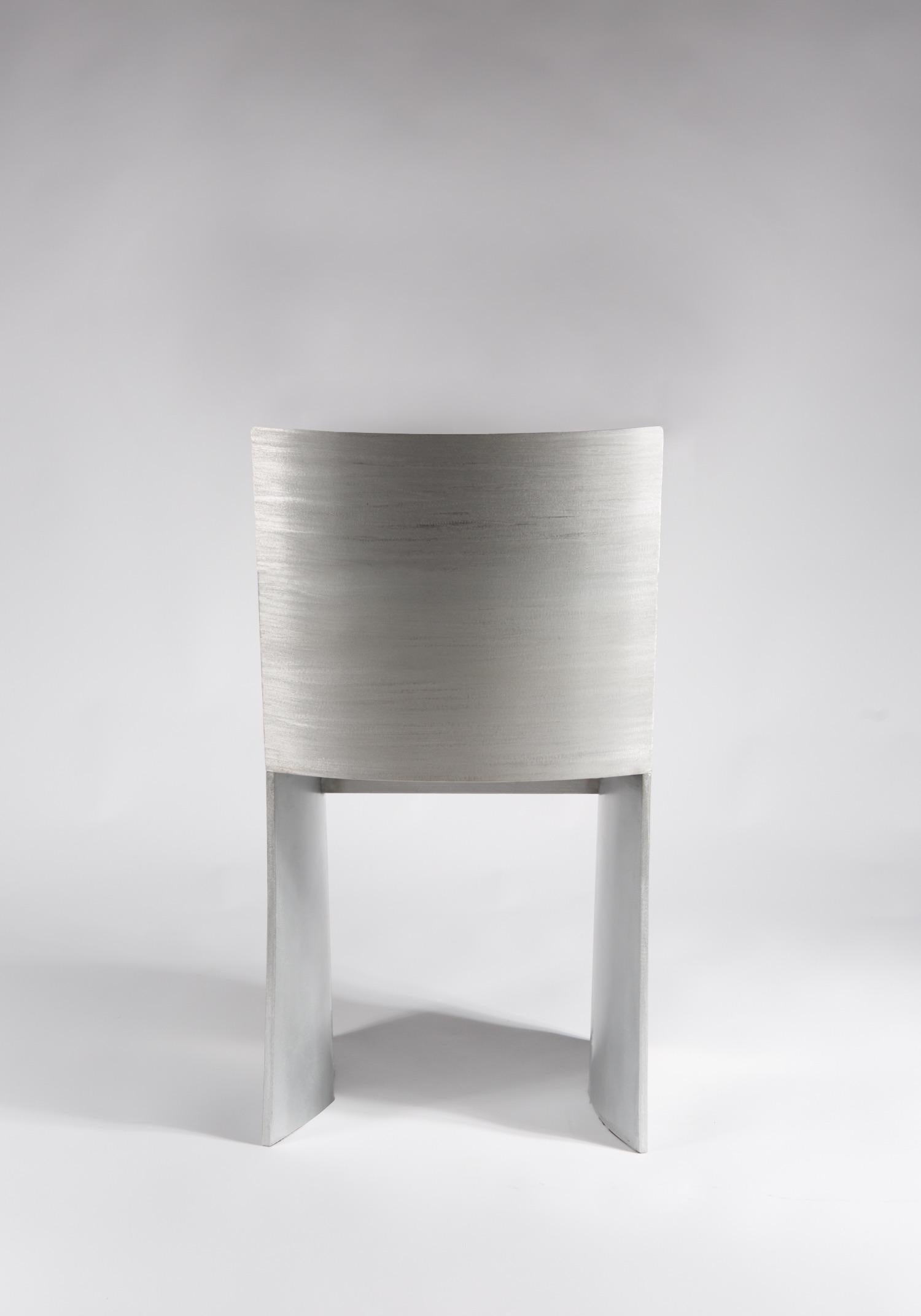 ISU Lowback Handcrafted Textured Satin Metal Chair by Soraya Osorio For Sale 2