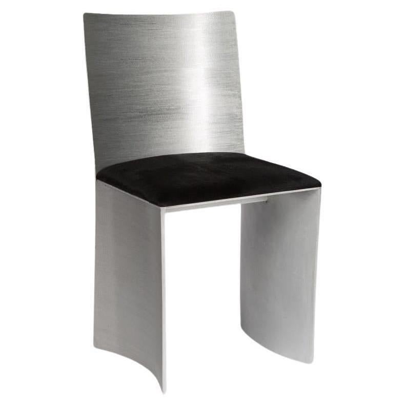 ISU Lowback Handcrafted Textured Satin Metal Chair by Soraya Osorio For Sale