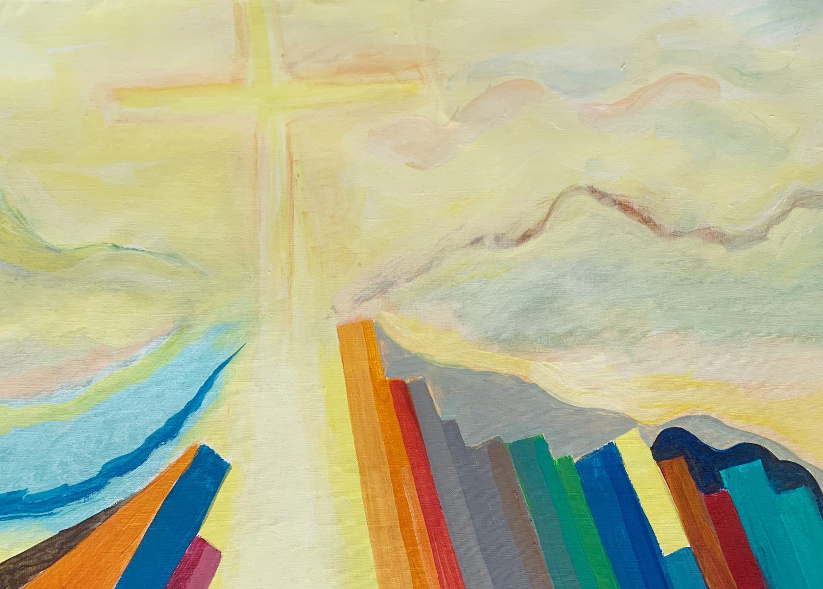 Deseo de Cielo. Pintura figurativa al óleo, Paisaje, Colorido, Vibrante - Painting Otro estilo de arte de Iszchan Nazarian