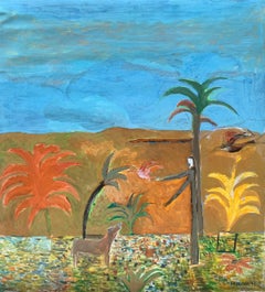Saint Francis Oil figurative painting, Landscape, Colorful, Vibrant, Portrait