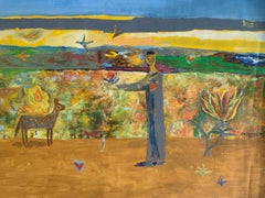 Saint Francis. Oil figurative painting, Landscape, Colorful, Vibrant, Portrait