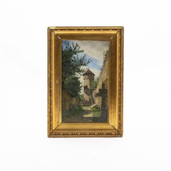 I.T. Hansen, City Wall with Tower, Signed