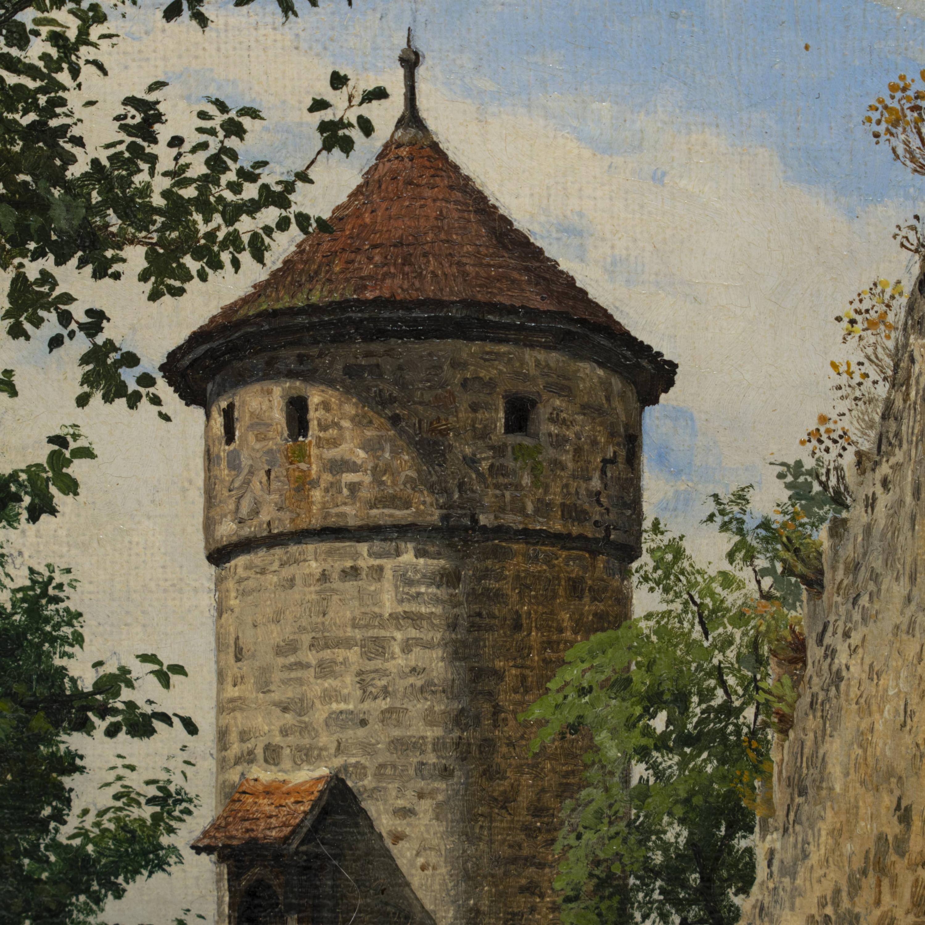 Other I.T. Hansen, City Wall with Tower, Signed For Sale