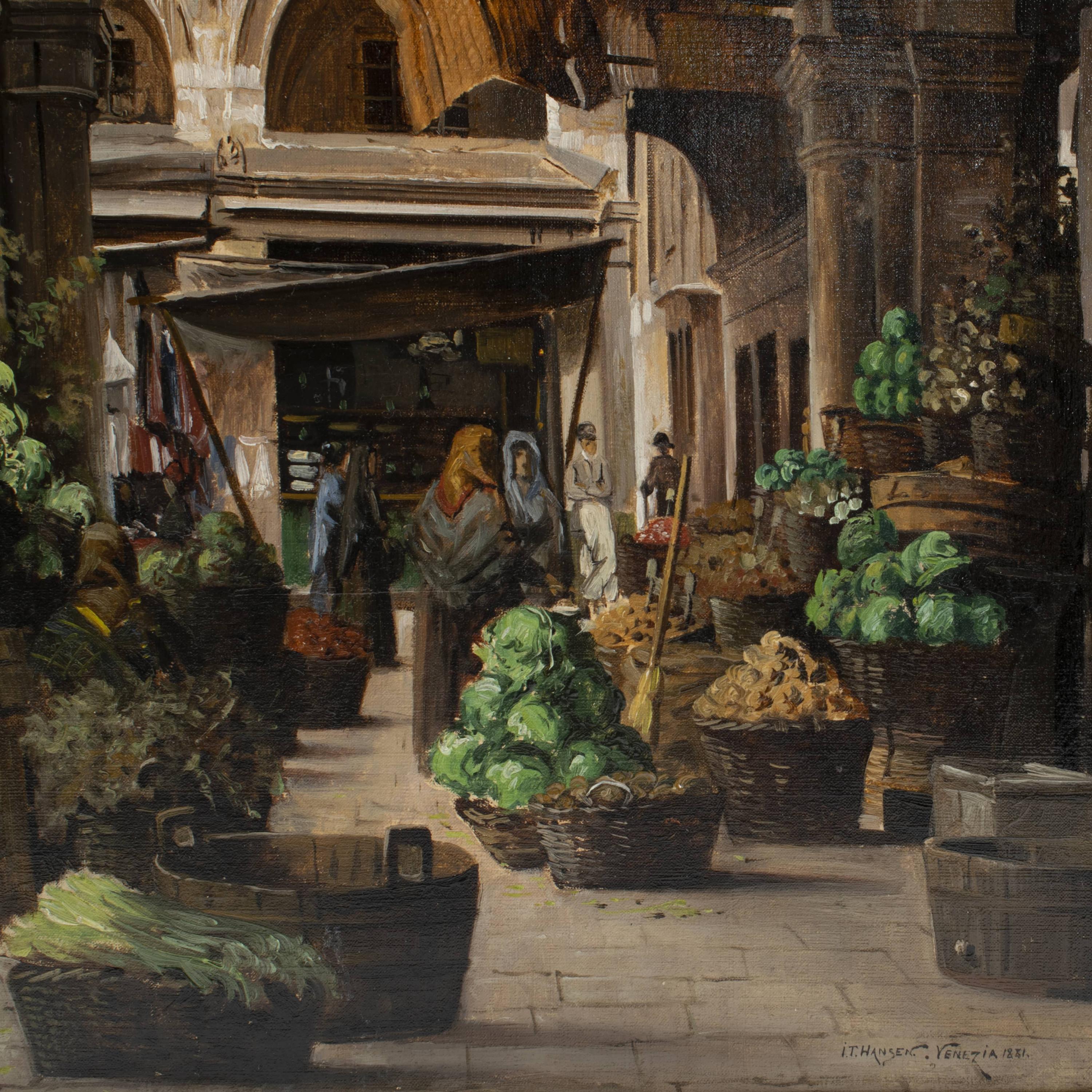 I.T. Hansen Hansen, Marktszene aus „Piazza Delle Arba“, Venedig (Dänisch) im Angebot