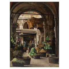 Antique I.T. Hansen, Market Scene From "Piazza Delle Arba", VENICE