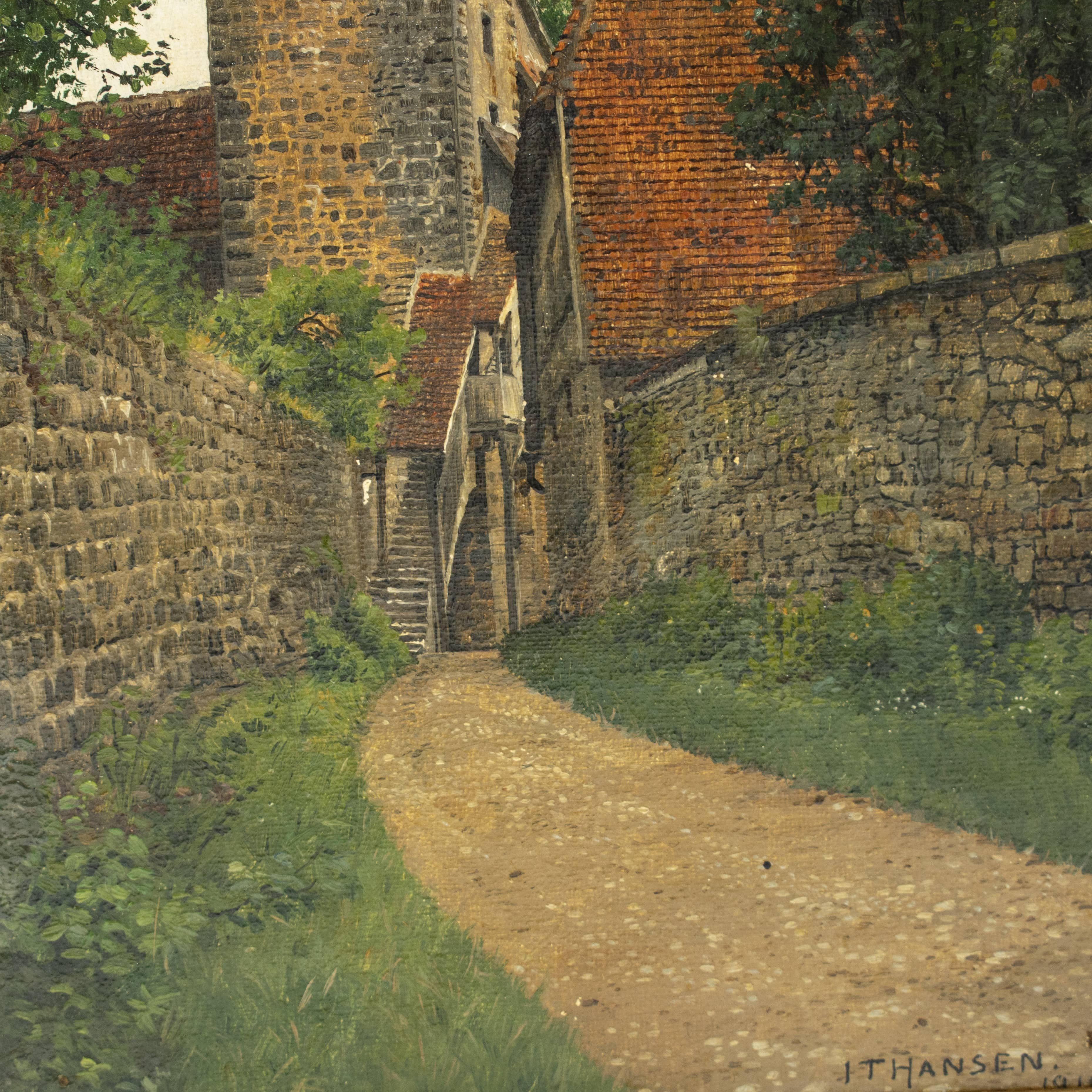 I.T. Hansen, „Rothenburg Ob Der Tauber“, signiert (Wolle) im Angebot