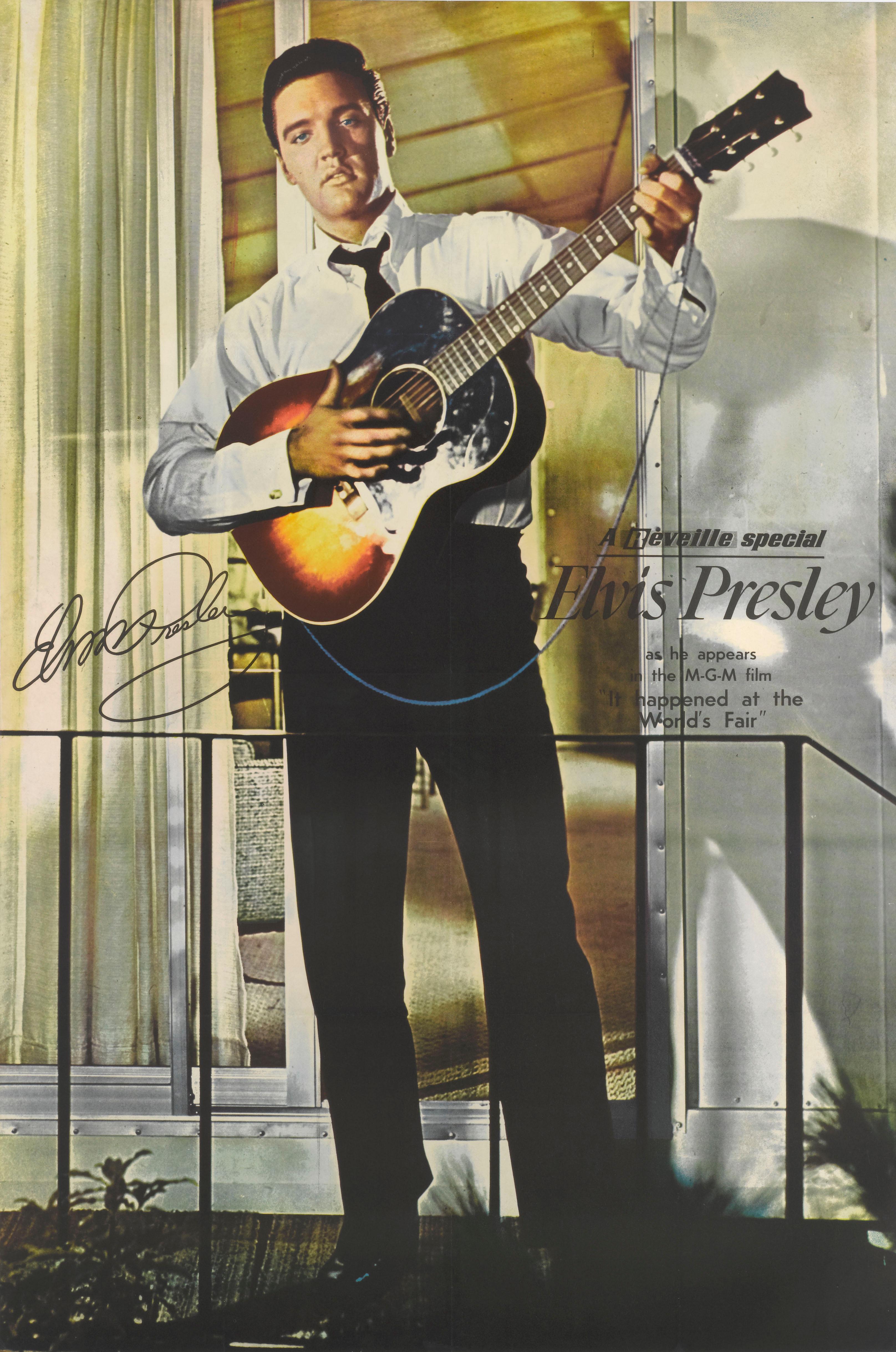 Cartel original estadounidense de la película cómica musical de 1963 Sucedió en la Feria Mundial.
Esta película fue protagonizada por Ellen Elvis Presley y dirigida por Norman Taurog.
Este póster tiene el reverso de lino de conservación y se