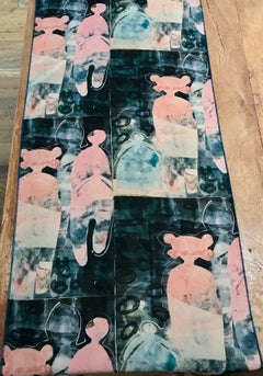 It Snowed When They Came, scarf, design, by Melanie Yazzie, chiffon, blue, pink