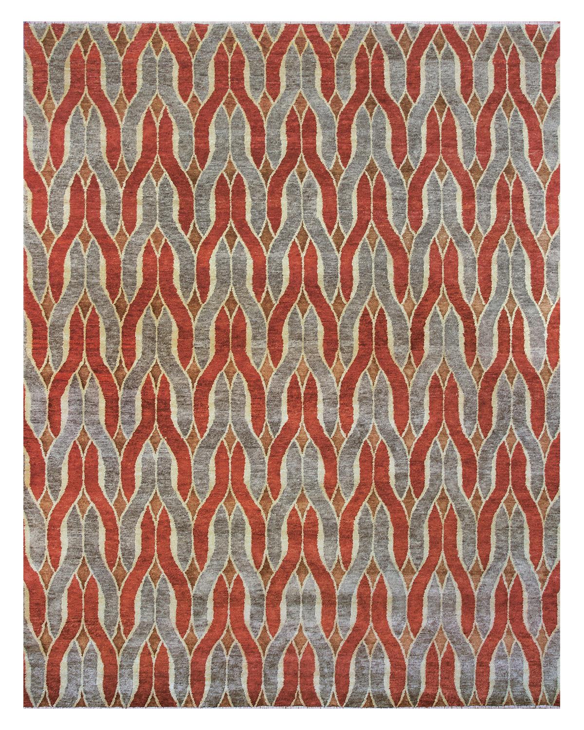Italian Pale Turquoise IT300G Ikat 425 Rectangular Rug in Hand-knotted Wool by Mohebban For Sale
