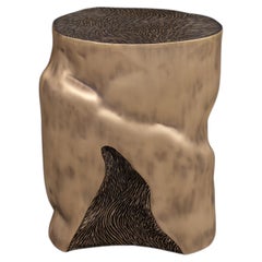 Itá Outdoor Casted Brass Side Table With Light Patine, Organic Design, Portugal