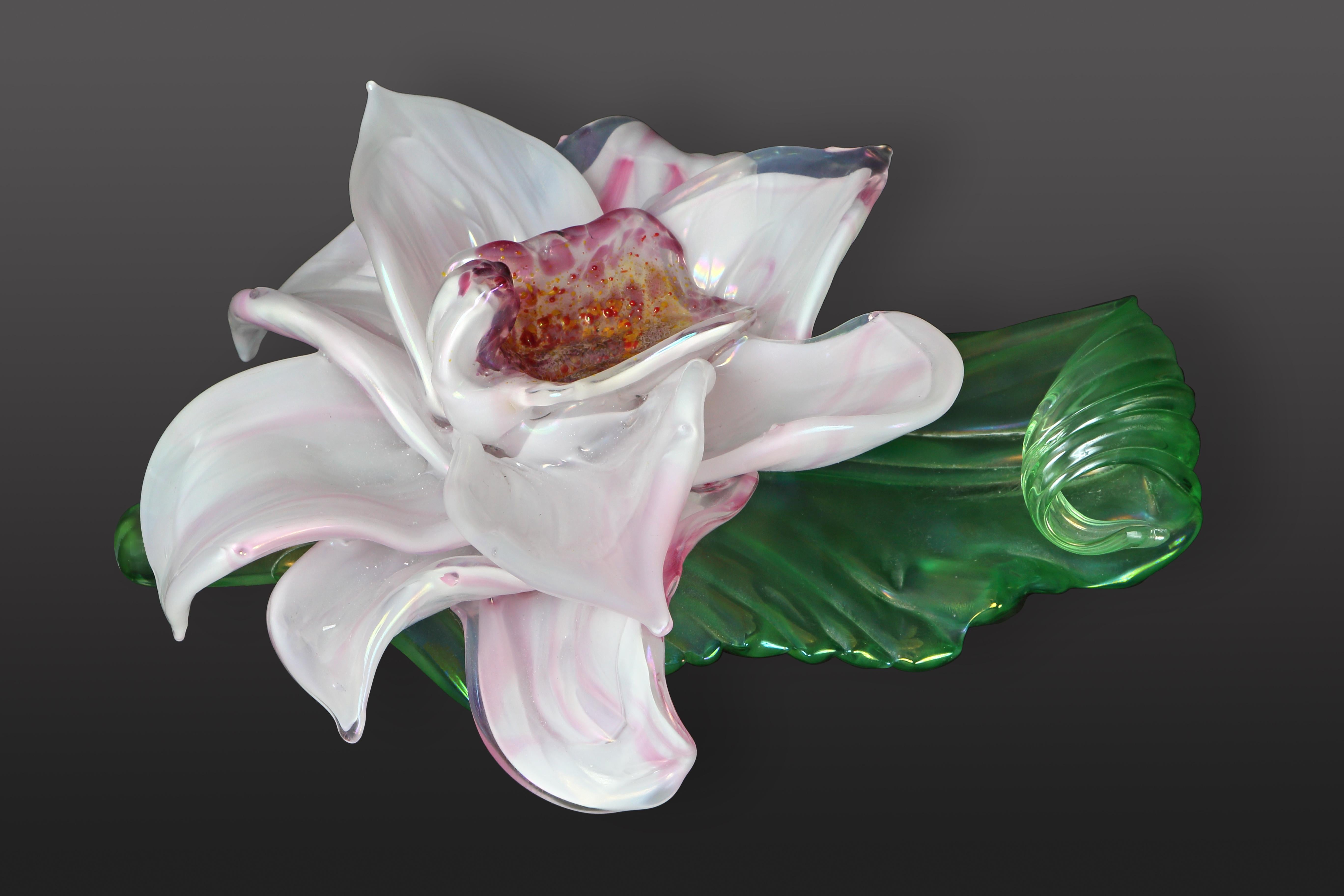 Flor Rosa Cristal de Murano