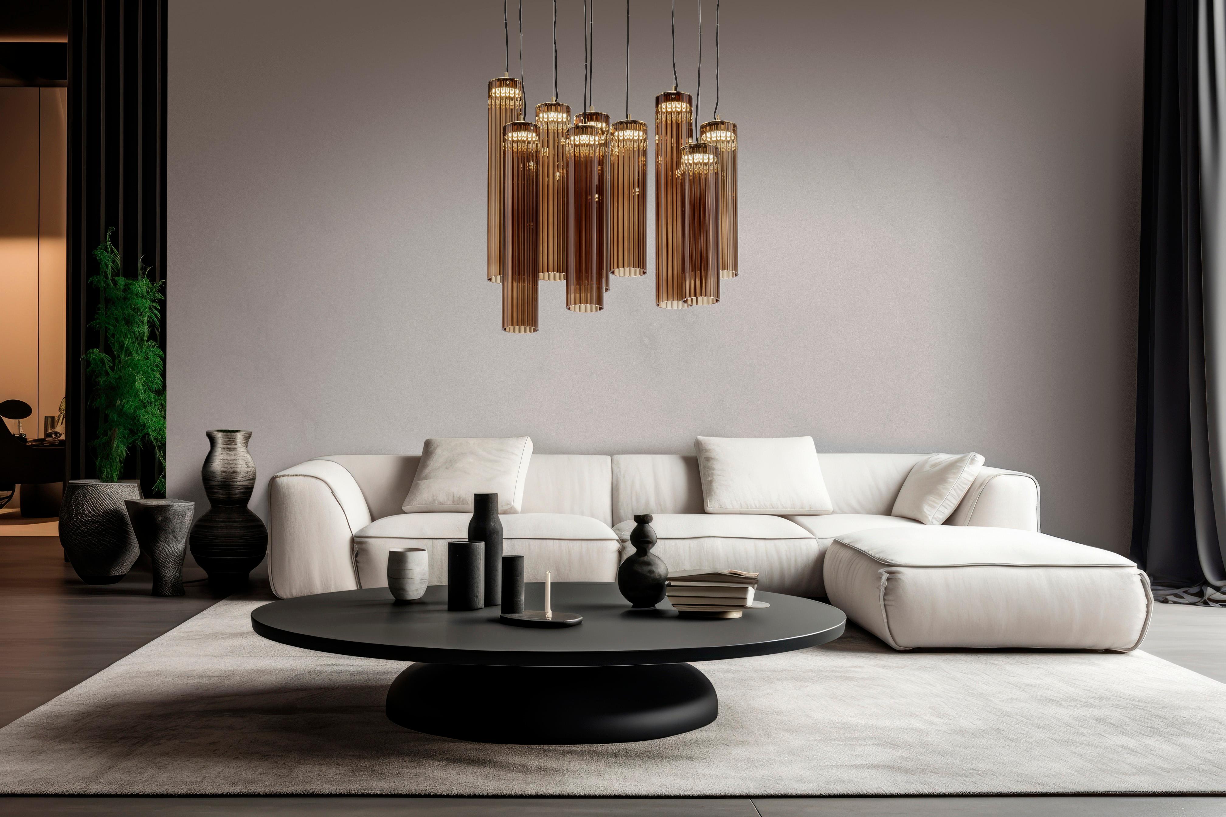 Lámpara Colgante Itala S9 Tabaco by Euroluce Lampadari Posmoderno en venta