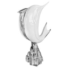 Licio Zanetti Murano Glass Sommerso Lattimo Escultura de delfín Italia circa 1980