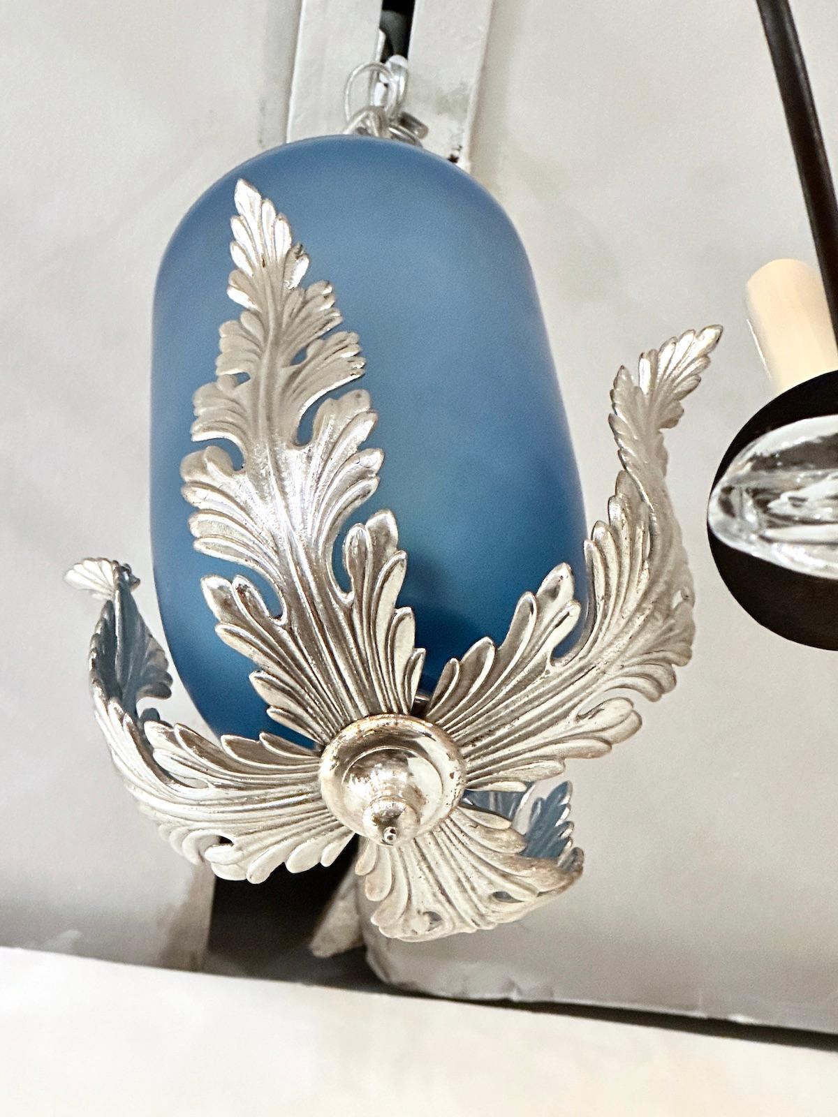 Italian Italain Blue Glass Lantern