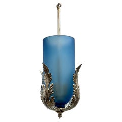 Vintage Italain Blue Glass Lantern