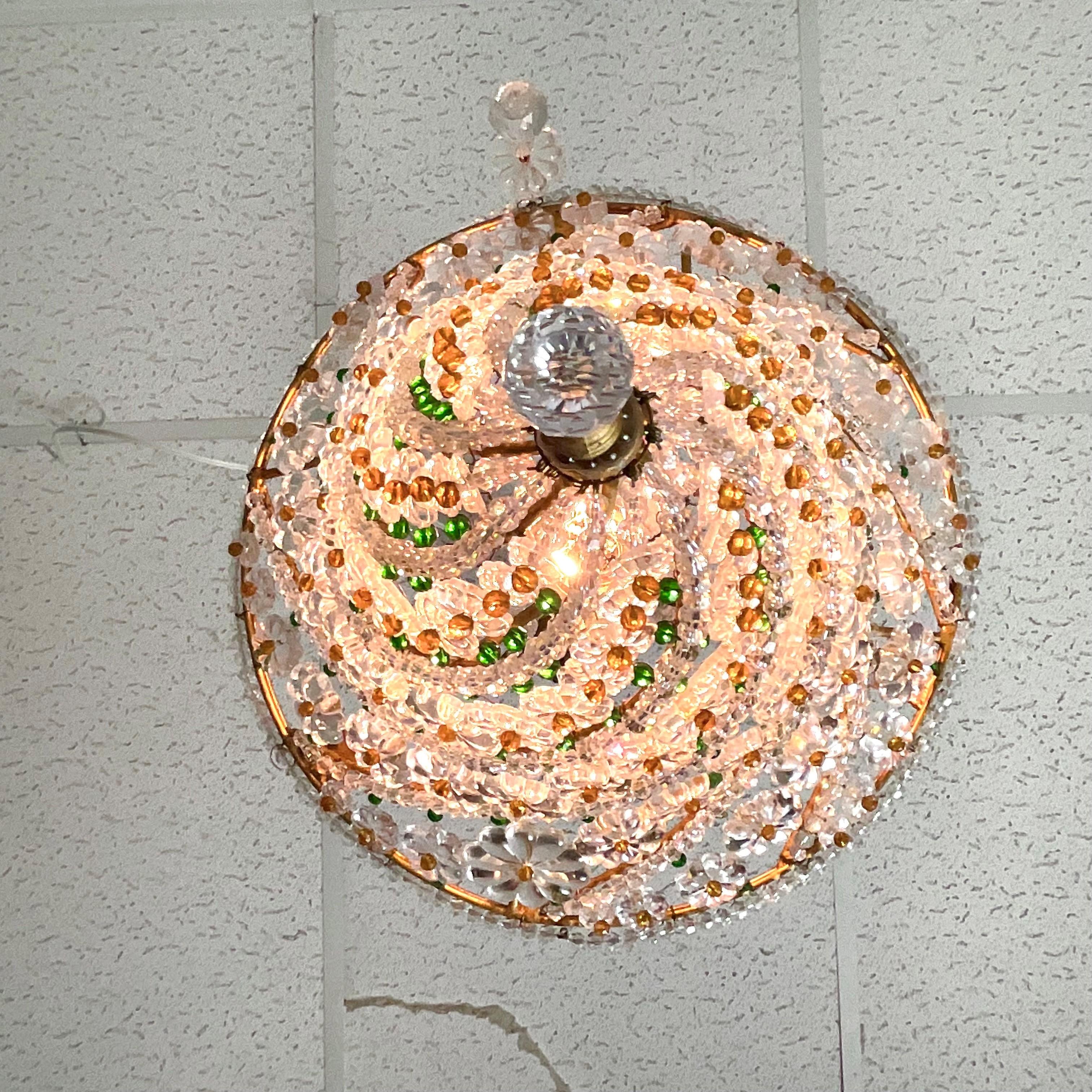 Italain Glass Beaded Pendant Light in vendita 3