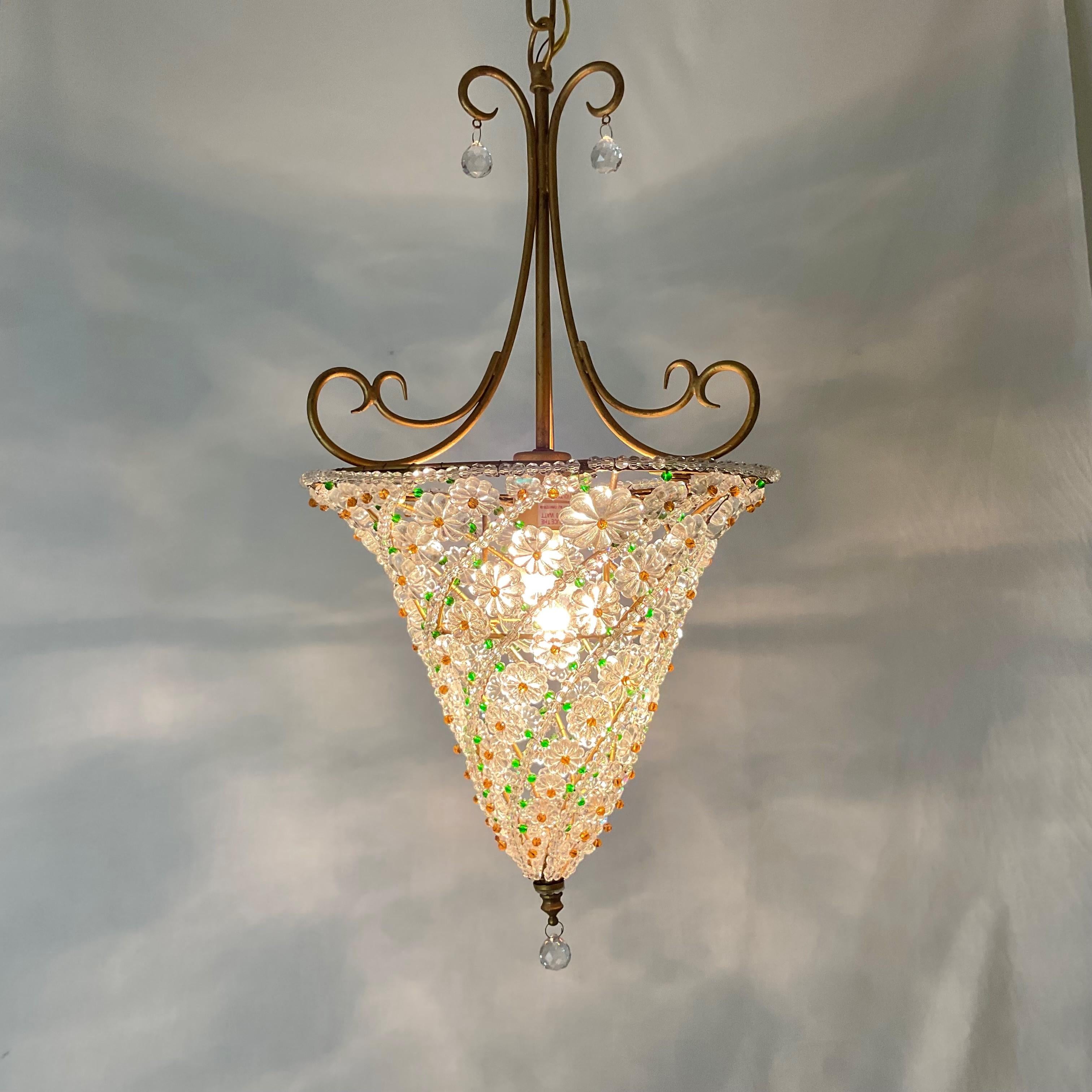 Italain Glass Beaded Pendant Light in vendita 4