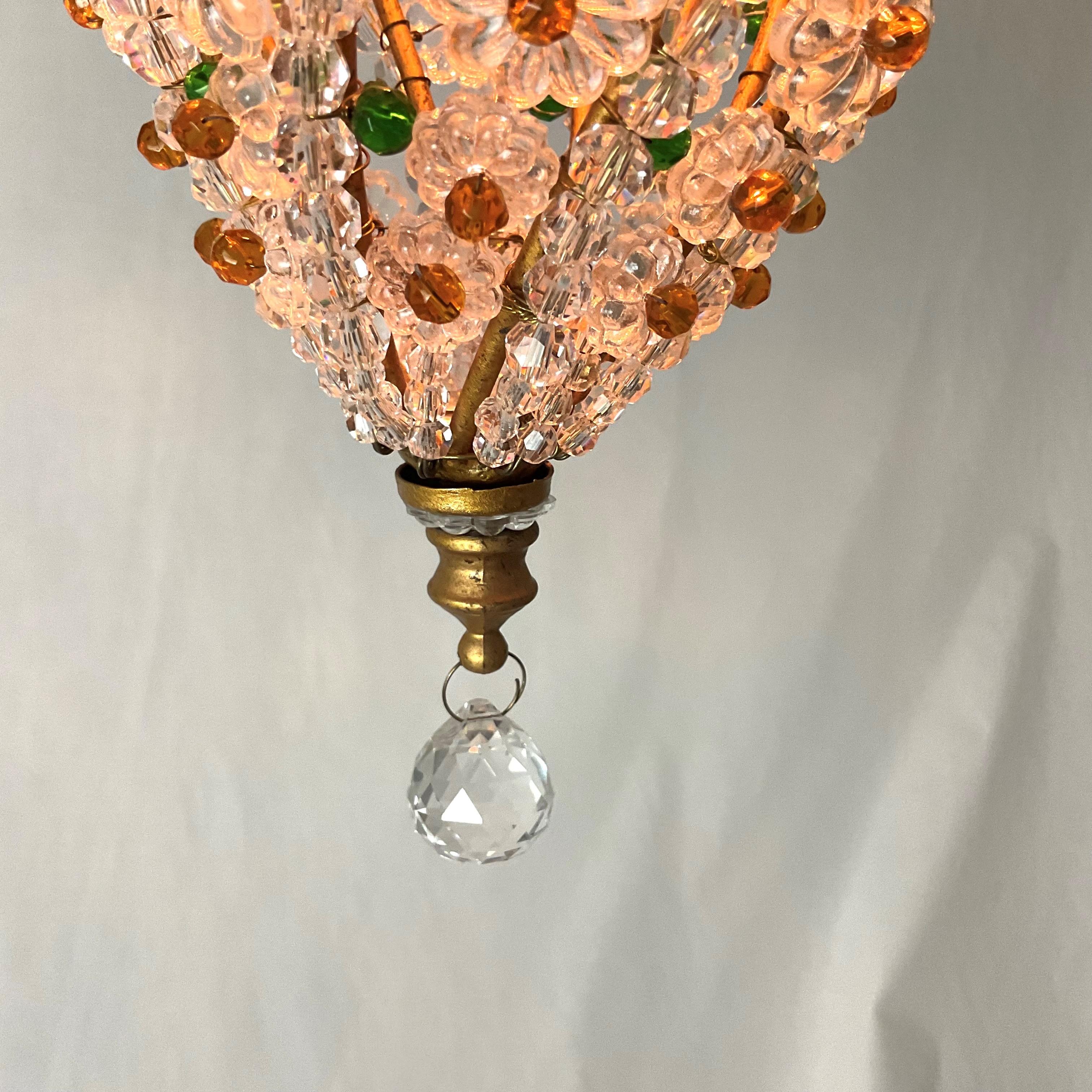 Italain Glass Beaded Pendant Light in vendita 5