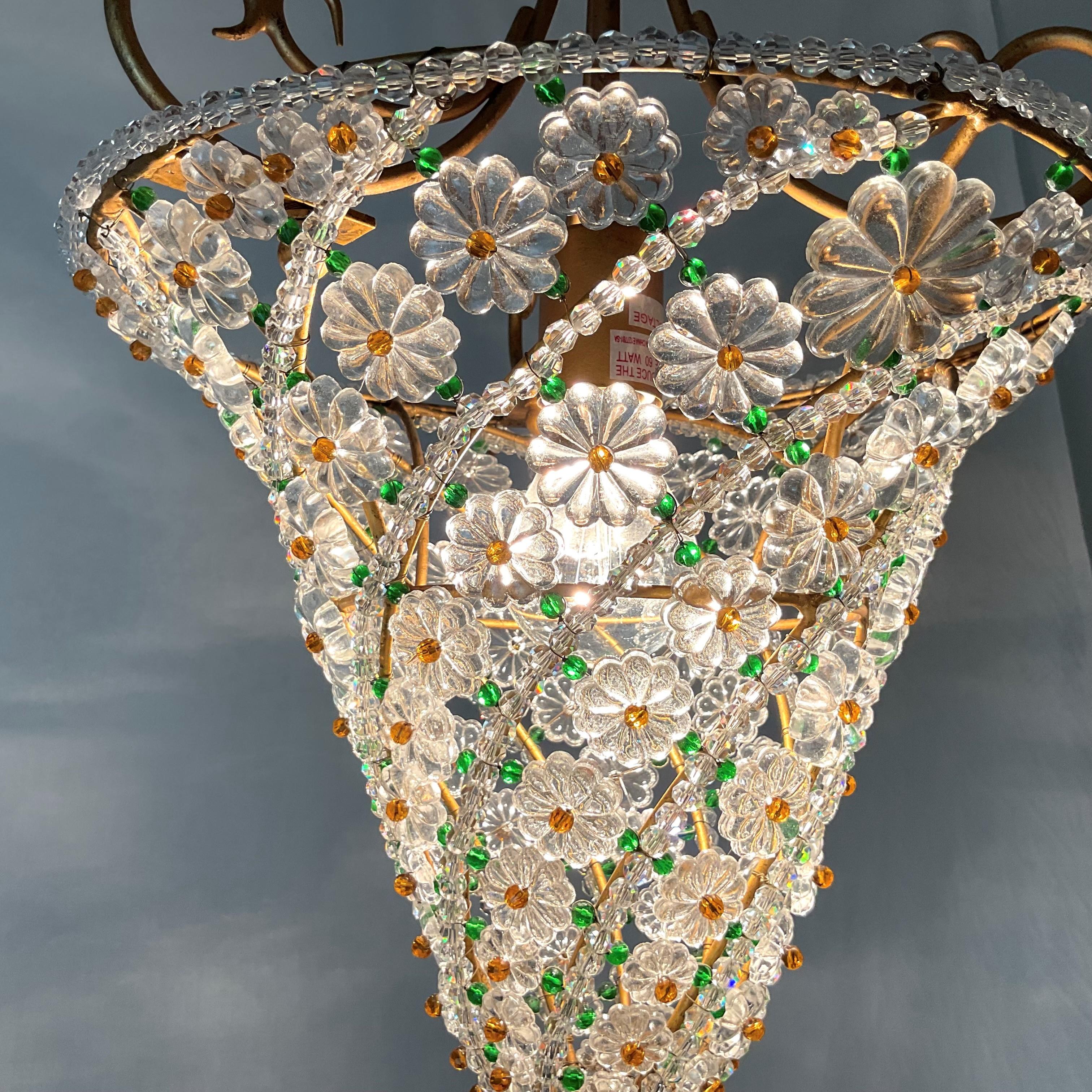 Italain Glass Beaded Pendant Light in vendita 6