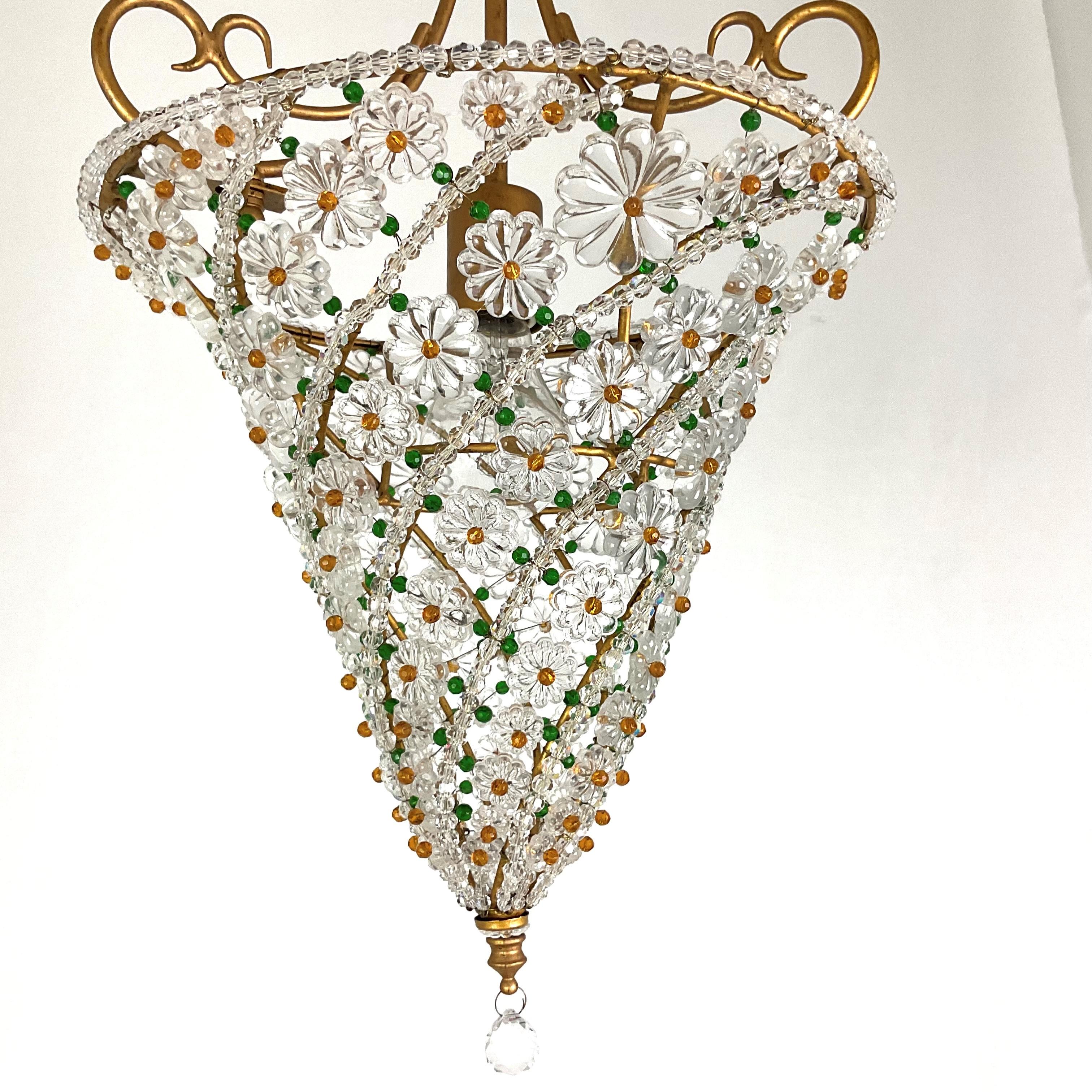 Italain Glass Beaded Pendant Light in vendita 7