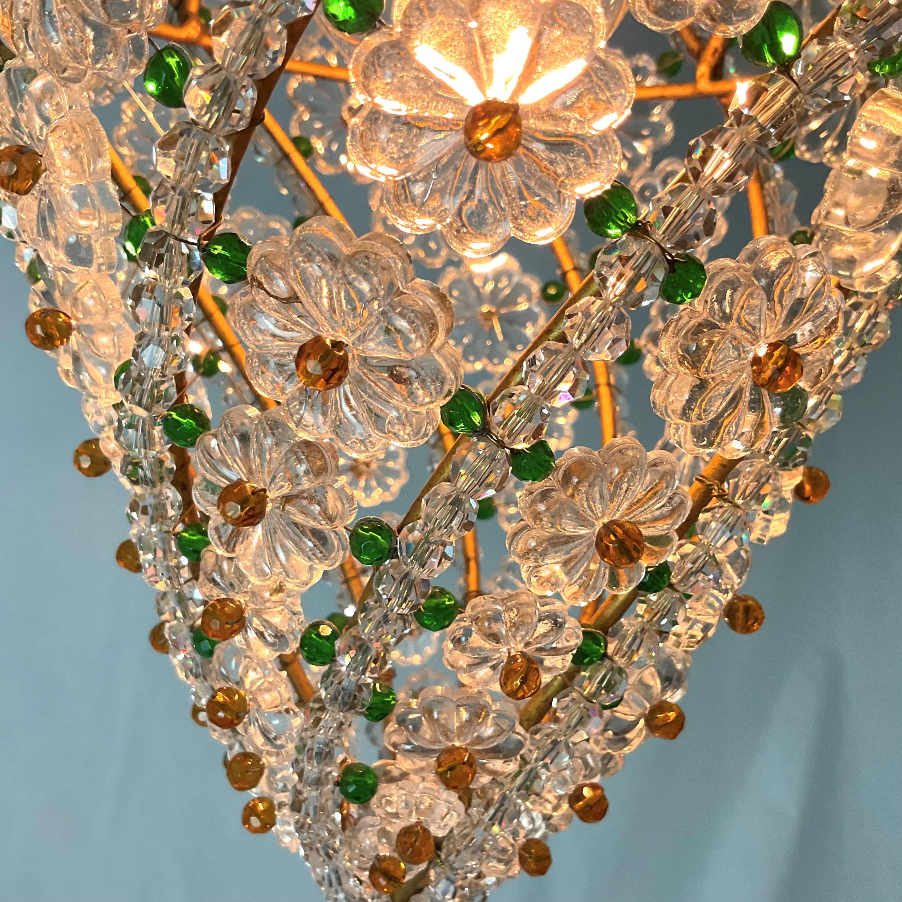 Italain Glass Beaded Pendant Light in vendita 2