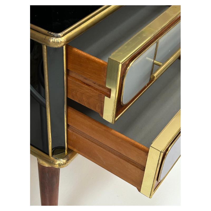 Credenza Italain Made Solid Wood e rivestita di vetro colorato 1950S in vendita 1