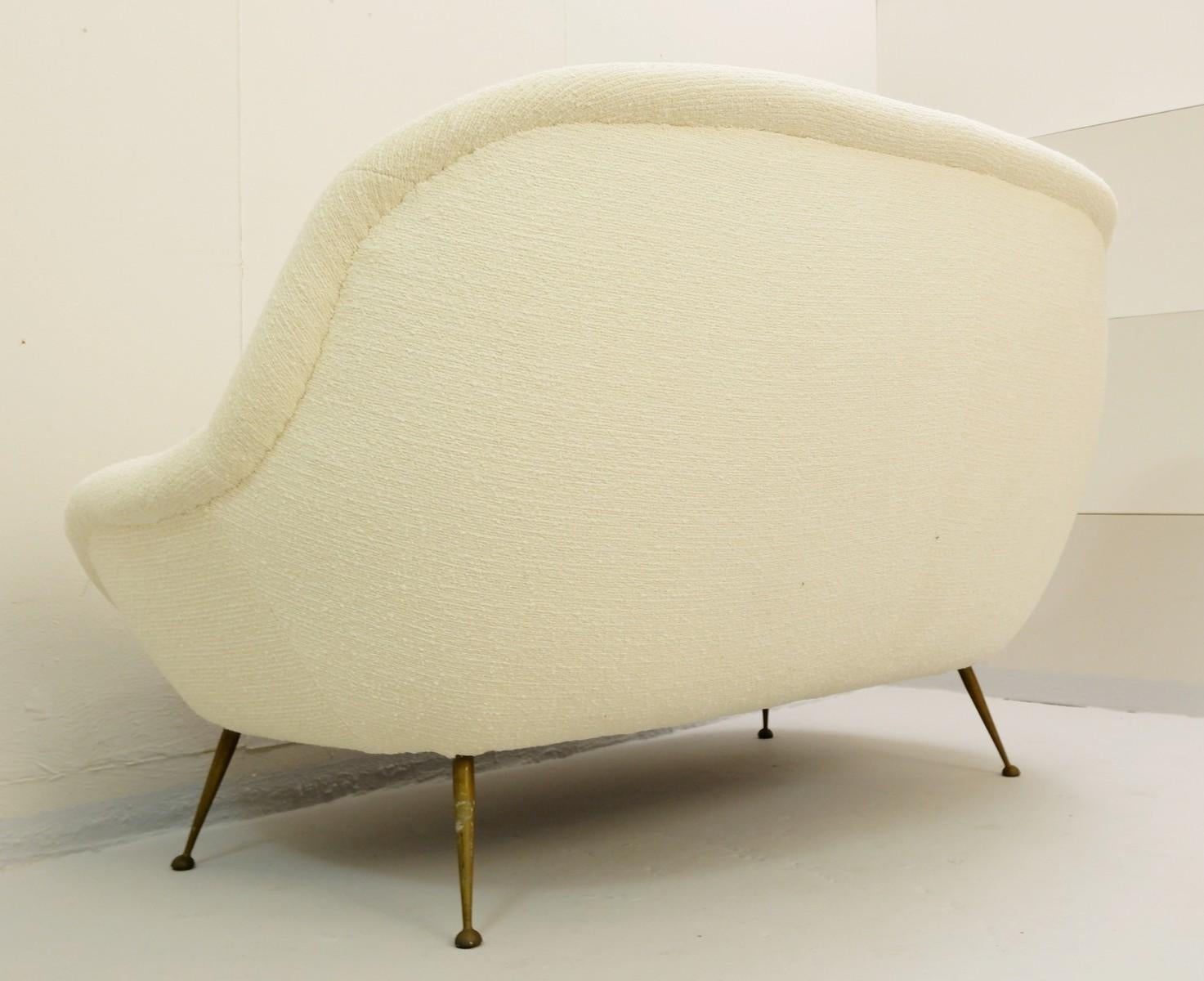 Mid-20th Century Italian Sofa New Cream White Upholstery