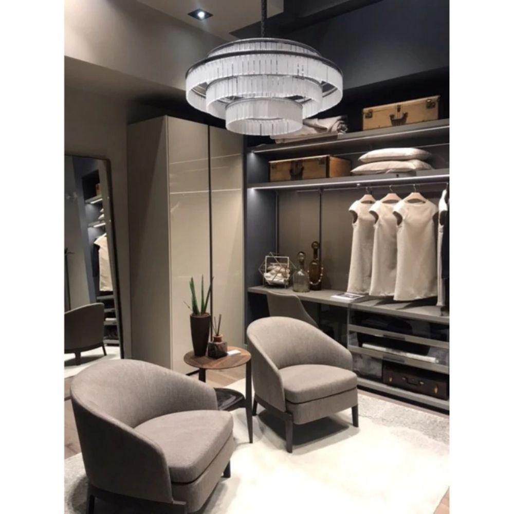 Modern Floor Sample Italamp Charles Chandelier with Glass and Leather For Sale