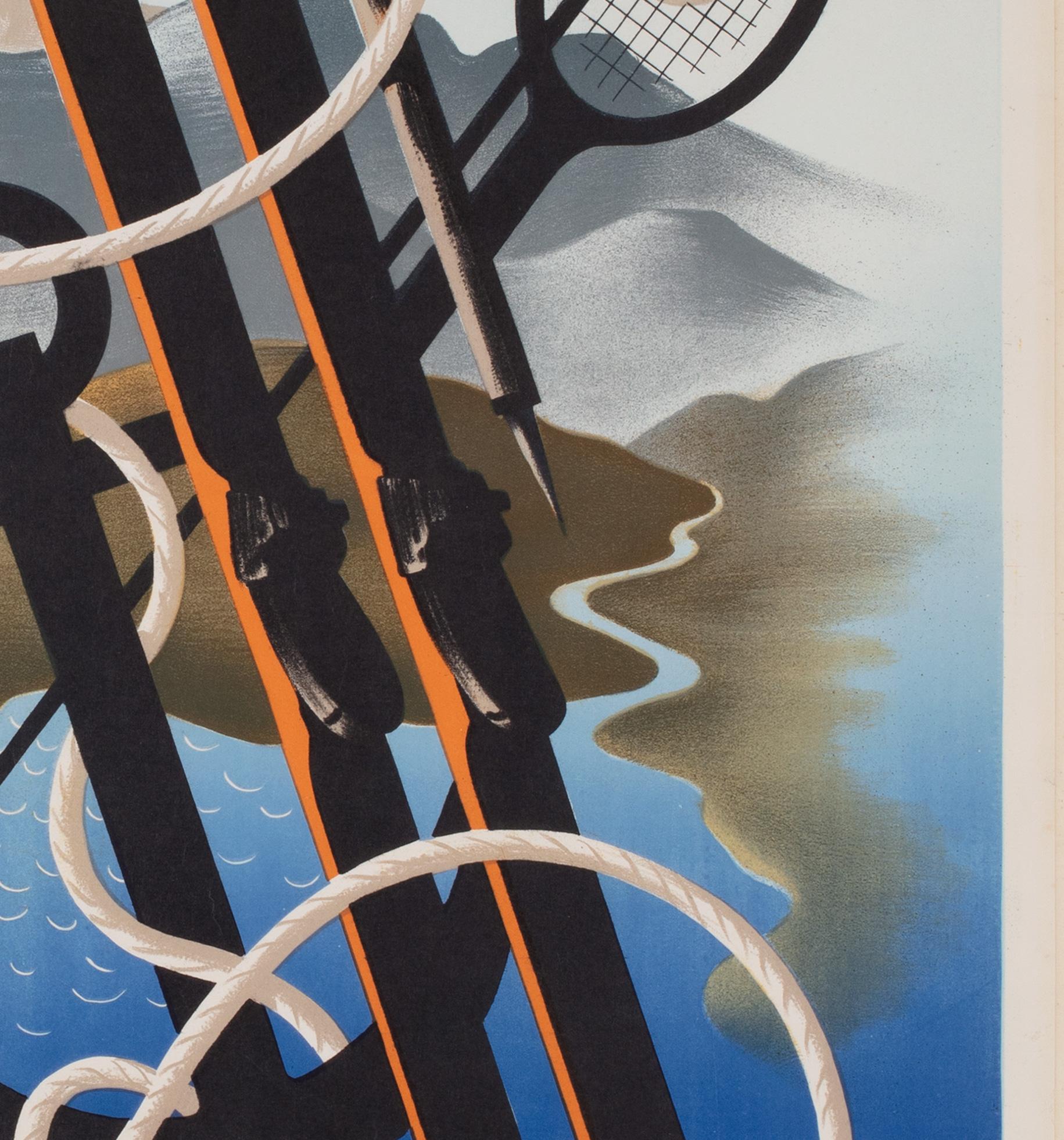 Italienisches Sport-Ski-Reise-Werbeplakat CASSANDRE, Italien, Italien 1935 im Angebot 1