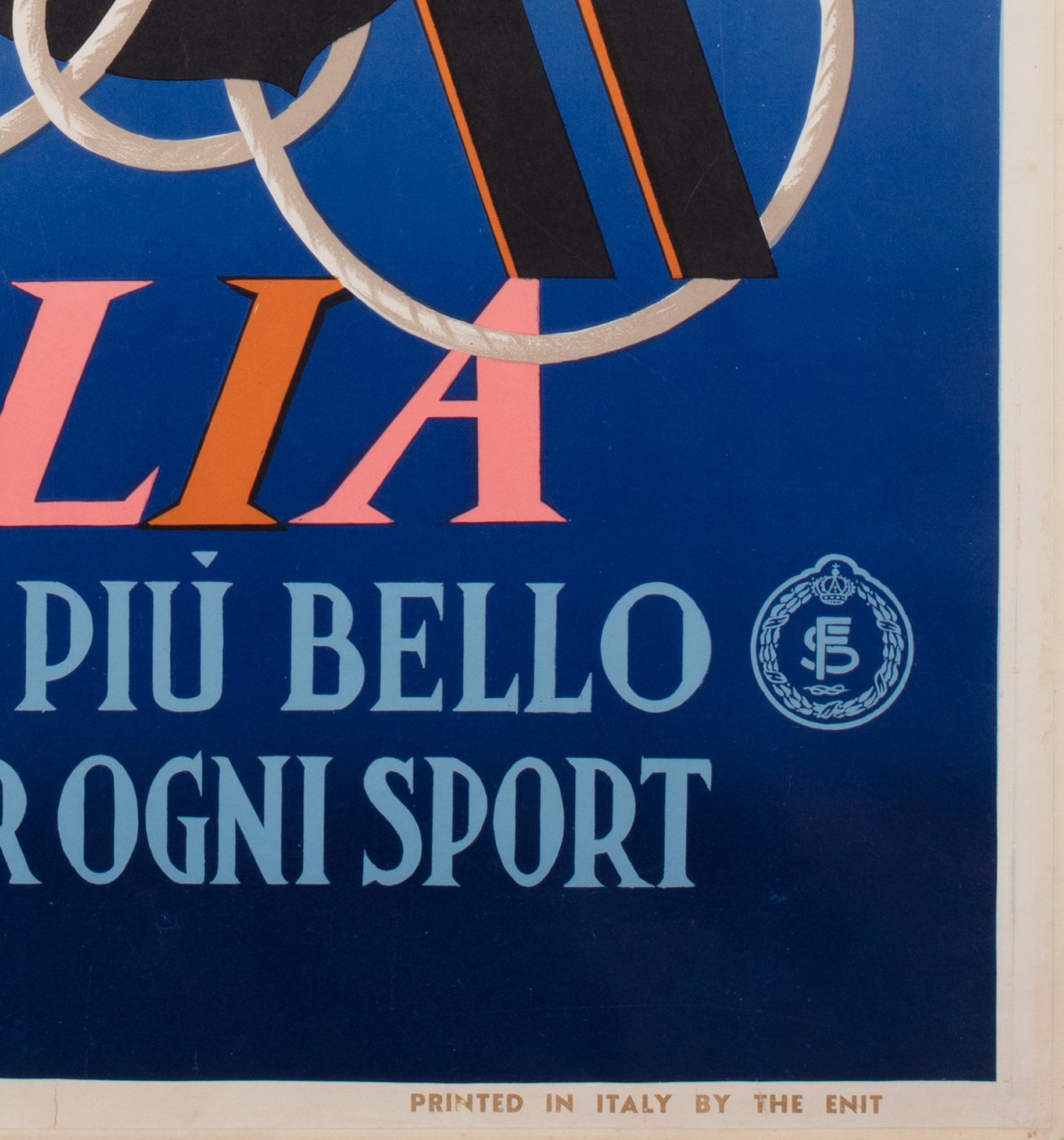 Italienisches Sport-Ski-Reise-Werbeplakat CASSANDRE, Italien, Italien 1935 im Angebot 3
