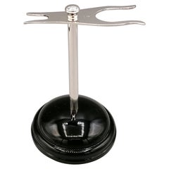 Italia, 20th Century Sterling Silver Brush and Razor Stand with Bakelite Base
