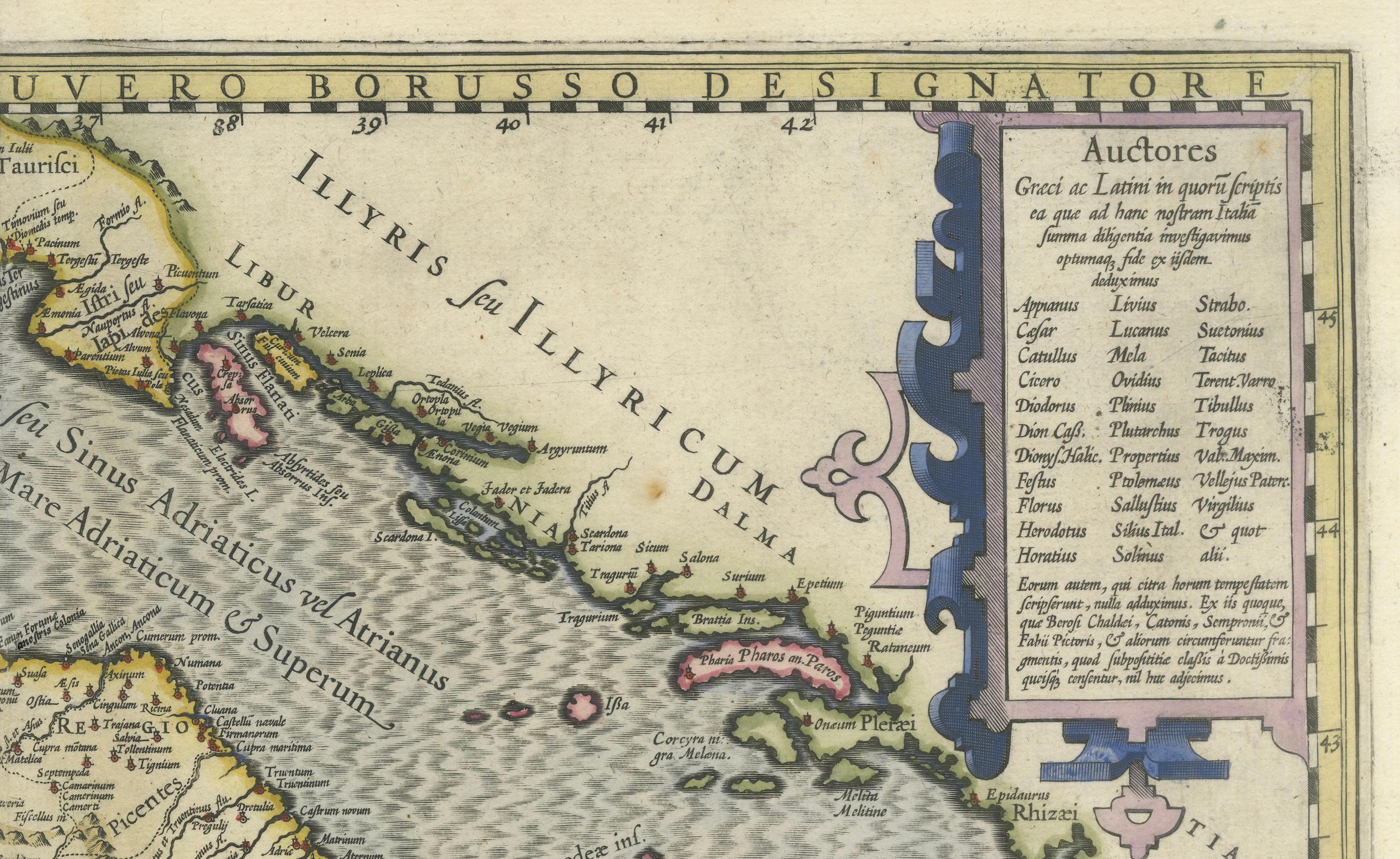 Italia Antiqua Philippo Cluvero – 1603 Hondius Map of Ancient Italy, Handcolored In Good Condition For Sale In Langweer, NL