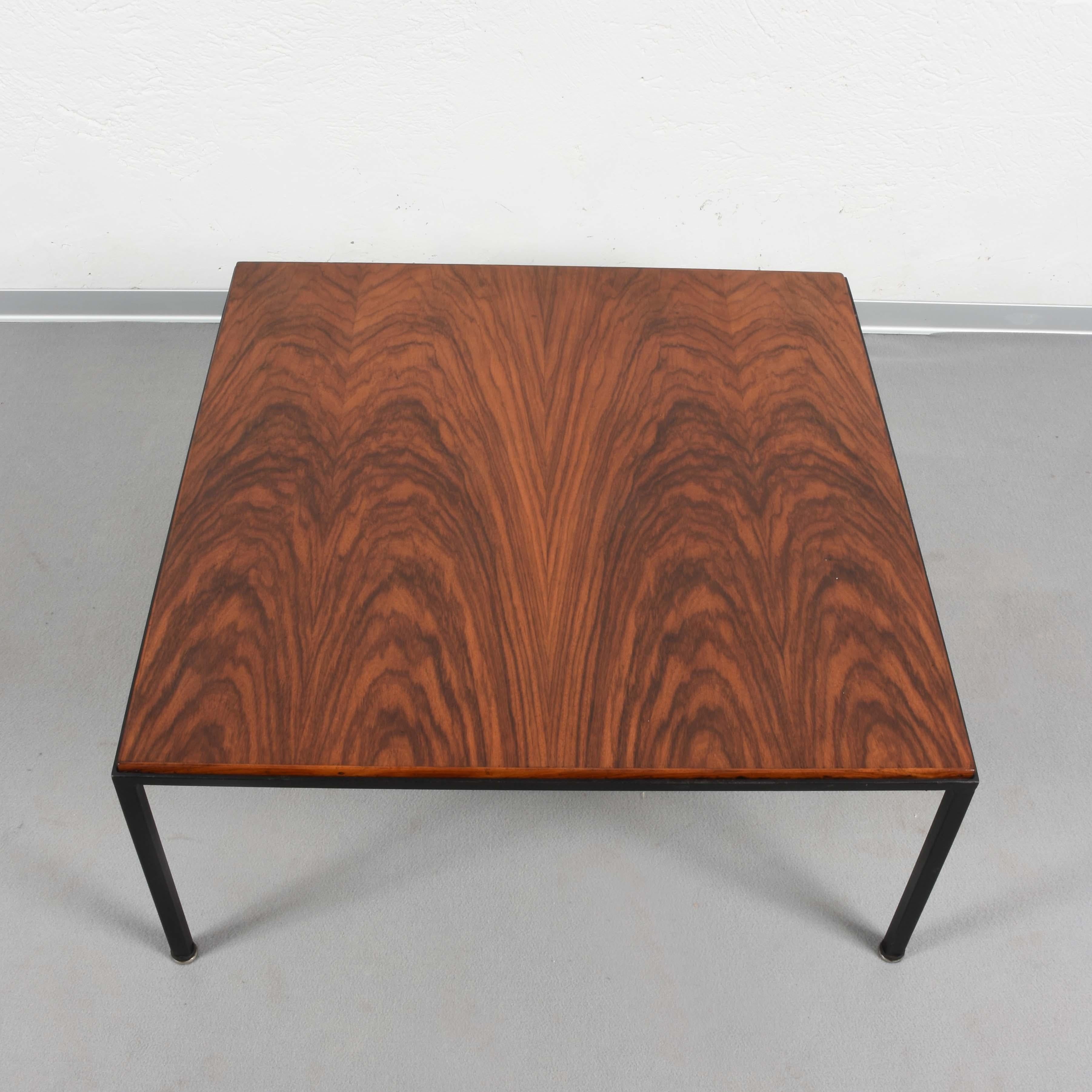 Italian Design Midcentury Wood and Iron Square Coffee Italian Table, 1960s For Sale 2